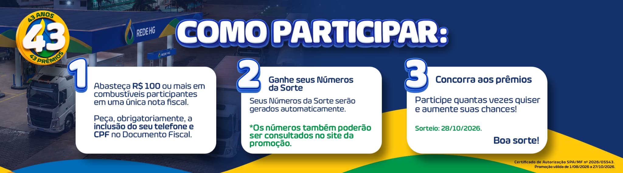 43 Anos Rede HG: Prêmios e benefícios